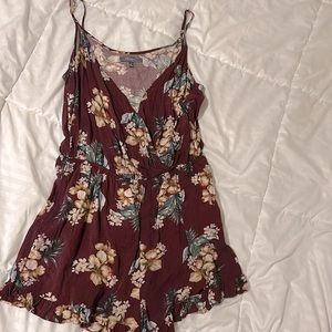 Maroon floral romper